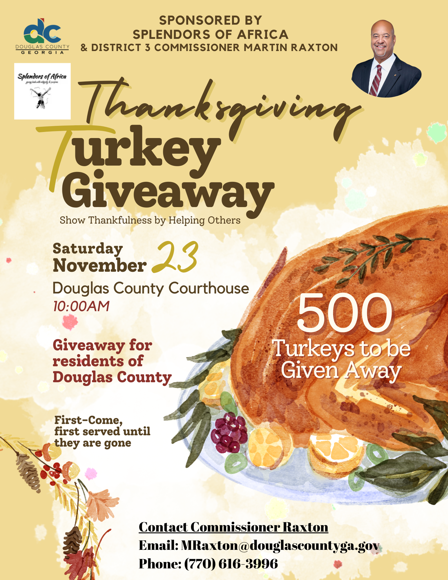 Thanksgiving Turkey Giveaway Flyer