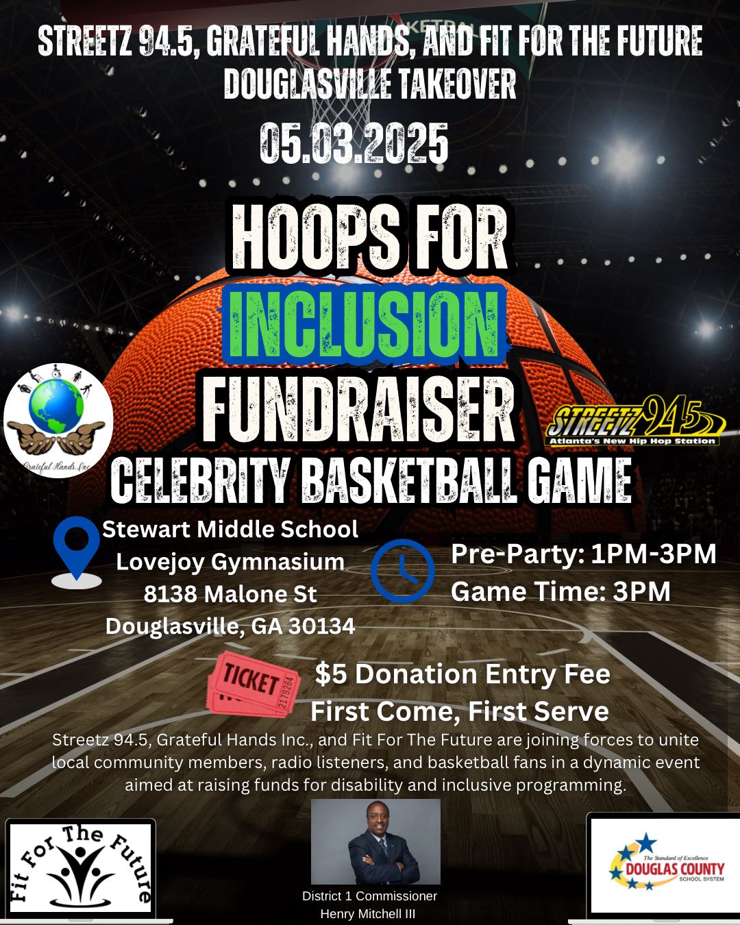 Commissioner Mitchell Celebrity Basketball Tournament Flyer